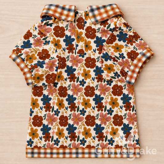 Fall Blooms floral collared shirt for dogs and cats
