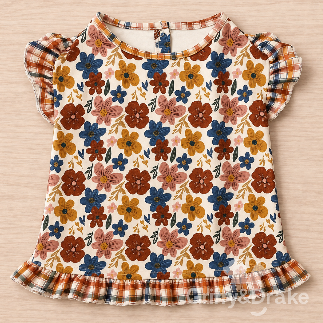 Fall Blooms floral ruffle shirt for dogs and cats in autumn colors